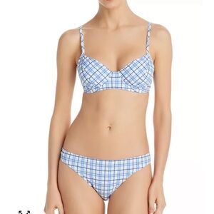 NWT Tory Burch Plaid Underwire Bikini Large top medium bottom